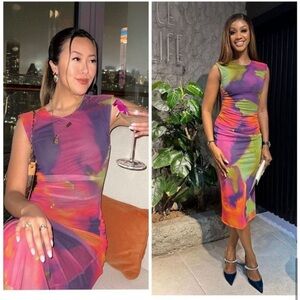 ZARA PRINTED TULLE DRESS